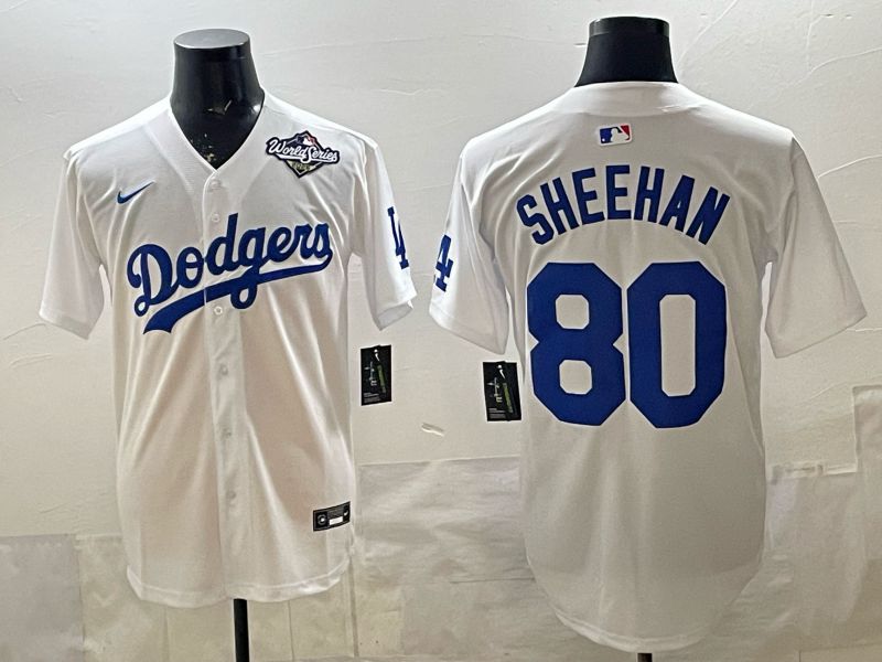 Men 2026 Nike Los Angeles Dodgers #80 Sheehan White Game MLB Jersey 012